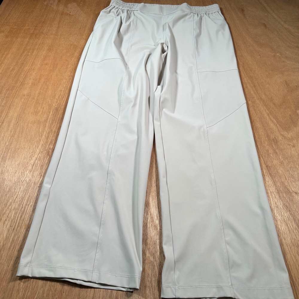 Elliott Lauren Wide Leg Pants Womens 14 Beige Stretch Seamed Elastic Waist